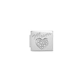 Nomination COMPOSABLE GLAM SYMBOLE Element aus Edelstahl, mit Cubic Zirkonia verziert (02_(Mum mit Herz))